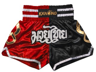 Kanong Muay Thai Kick-box Šortky : KNS-143-Červená-Černá