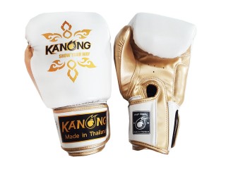 Kanong Muay Thai Rukavice : "Thai Power" Bílý/Zlato