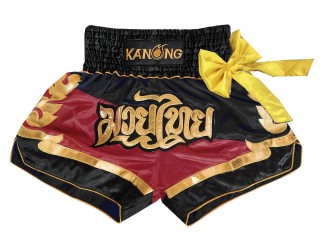 Kanong Muay Thai Kick-box Trenky Šortky  : KNS-130-Černá-Kaštanové