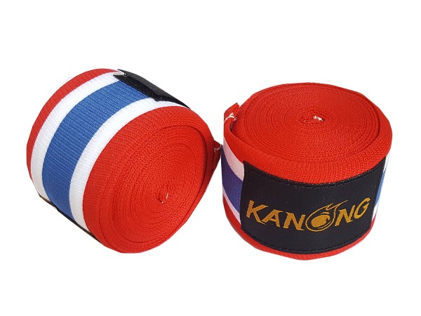 KANONG  Bandáže Thai Kick Box  : Červené/bílý/Modrý