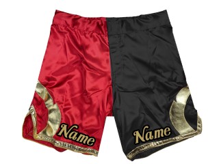 Přizpůsobte si šortky MMA přidejte název nebo logo: Červeno-černé