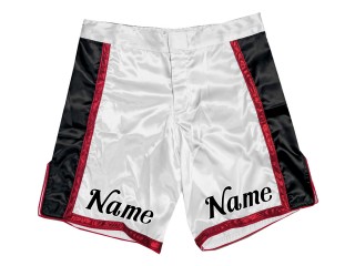 MMA šortky na zakázku se jménem nebo logem: bílo-červené