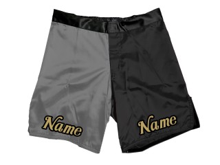 Zakázkové MMA šortky se jménem nebo logem: šedo-černé