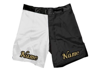 Zakázkové MMA šortky se jménem nebo logem: bílo-černé