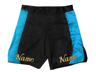 Personalizujte si design MMA šortky s názvem nebo logem: Black-Skyblue