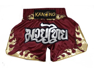 Kanong Muay Thai Kick-box Trenky Šortky  : KNS-145-Maroon