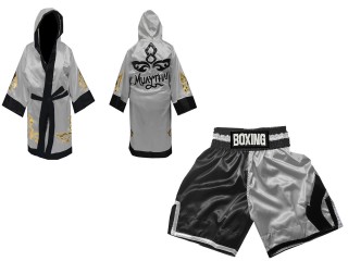 Kanong Boxerský plášť + Boxerské Kratasy : KNCUSET-105-Černá-stříbrná