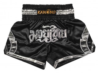 Kanong Muay Thai Kick-box Trenky Šortky  : KNS-144-Černo-stříbrná