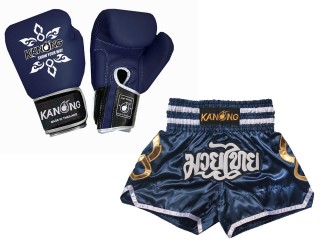 Odpovídající rukavice Muay Thai a šortky Muay Thai: Set-143-Gloves-námořnictvo