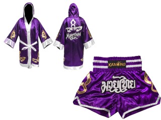 Kanong Muay Thai boxerské plášť + Kanong Muay Thai Trenky : Set-143-Nachový