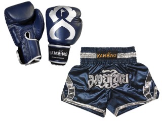 Odpovídající rukavice Muay Thai a šortky Muay Thai: Set-144-Gloves-námořnictvo