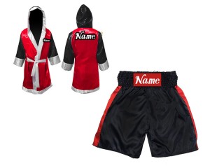 Kanong Boxerský plášť + Boxerské Kratasy : KNCUSET-104-Černá-Red