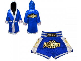 Kanong Muay Thai boxerské plášť + Kanong Muay Thai Trenky : Set-141-Modrý