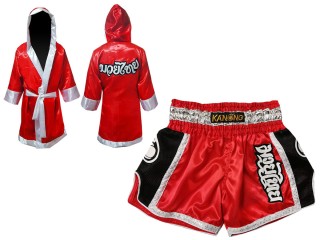 Kanong Muay Thai boxerské plášť + Kanong Muay Thai Trenky : Červené