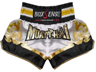 Muay Thai Trenky Boxsense : BXS-099-Bílý-Černá