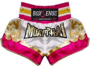 Muay Thai Trenky Boxsense : BXS-099-Bílý-Růžový