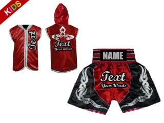 Kanong Boxerská Mikina s kapucí + Boxerské šortky pro děti : Červené