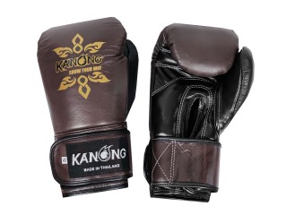 Kanong Thai Boxovací Rukavice z pravé kůže : Hnědý/Černá