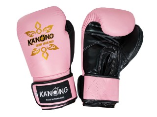 Kanong Thai Boxerské Rukavice z pravé kůže : Růžový/Černá