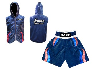 Kanong Boxerská Mikina s kapucí + Boxerské šortky : Námořnická modrá s pruhy